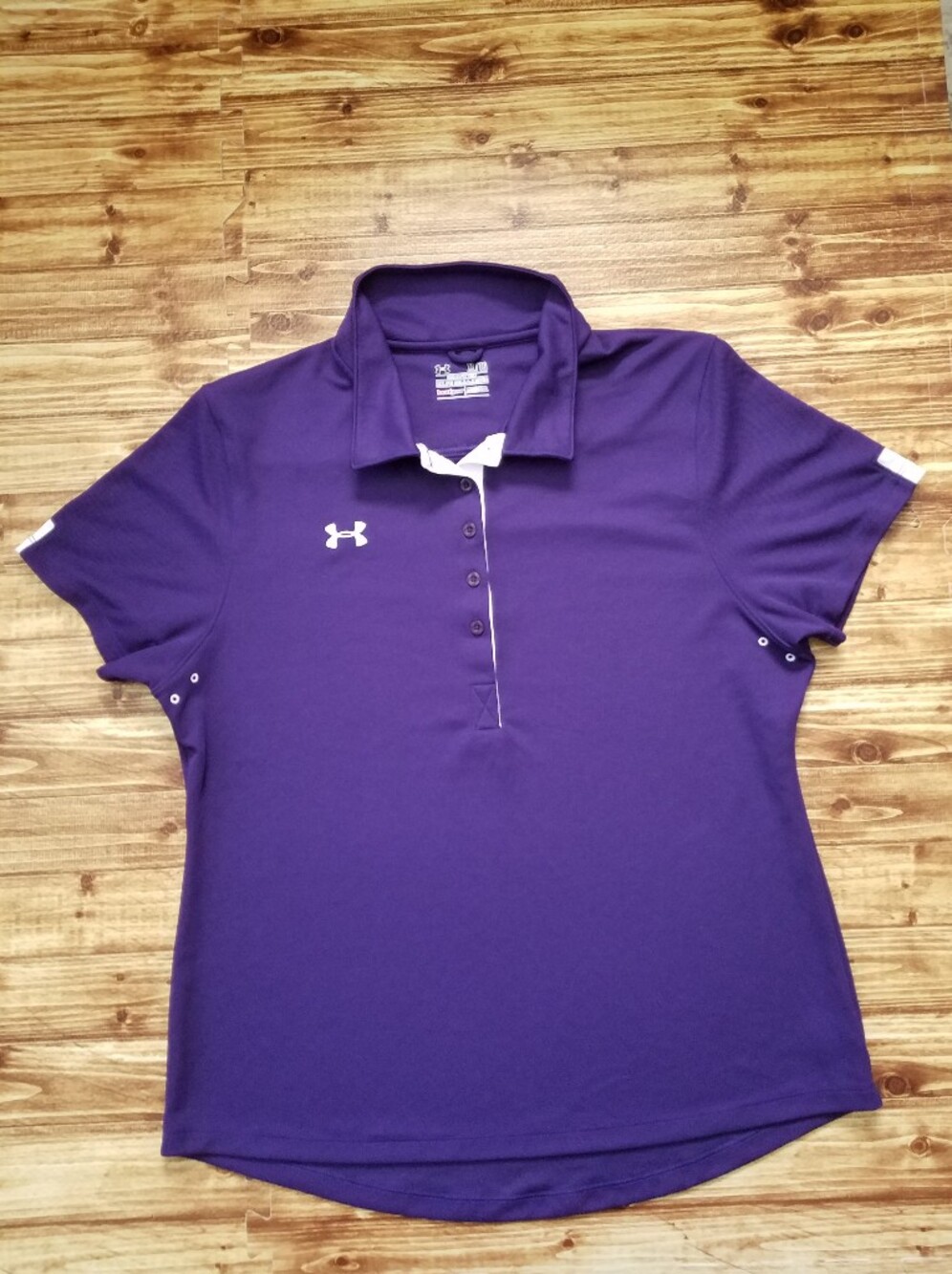 Under Armour Women's XL Purple Polo Shirt Golf Tennis Heatgear Slim-Fitted